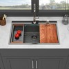 33in Drop in Kitchen Sink - 33*22 inch Gunmetal Black Kitchen Sink Topmount Single Bowl 16 Gauge Stainless Steel Ledge Workstation Kitchen Sinks - 4 of 4