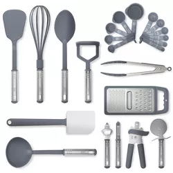 23 Pieces Nylon and Stainless Steel Kitchen Utensils Lux Decor Kitchen Utensils Set Useful Kitchen Tools and Gadgets Non-Stick and Heat Resistant Cooking Utensils Set 