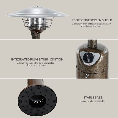 Bronze and Silver Tabletop Propane Patio Heater with Emergency Shut Off