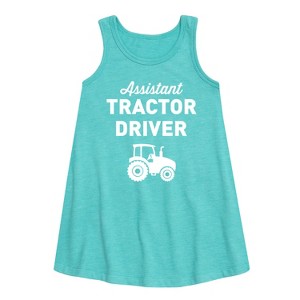 Girls' - Instant Message - Tractor Driver Assistant Graphic Sleeveless Aline Dress - 1 of 4