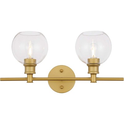 Elegant Lighting Collier 2 light Brass and Clear glass Wall sconce