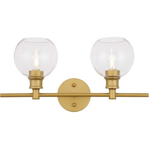 Elegant Lighting Collier 2 light Brass and Clear glass Wall sconce - 1 of 4
