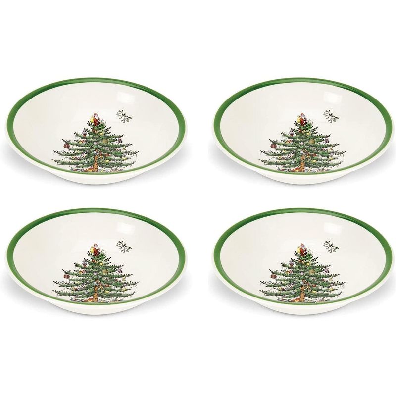Spode Christmas Tree Ascot Cereal Bowls Set of 4, Use for Breakfast, Oatmeal, Cereal, or Soup Made of Fine Earthenware, Measures 8-Inch, 1 of 9
