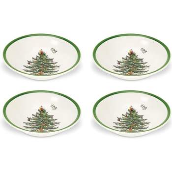 Spode Christmas Tree Ascot Cereal Bowls Set of 4, Use for Breakfast, Oatmeal, Cereal, or Soup Made of Fine Earthenware, Measures 8-Inch