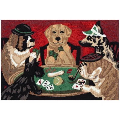 Liora Manne Frontporch Poker Pups Indoor/outdoor Area Rug Multi 2' X 3 ...