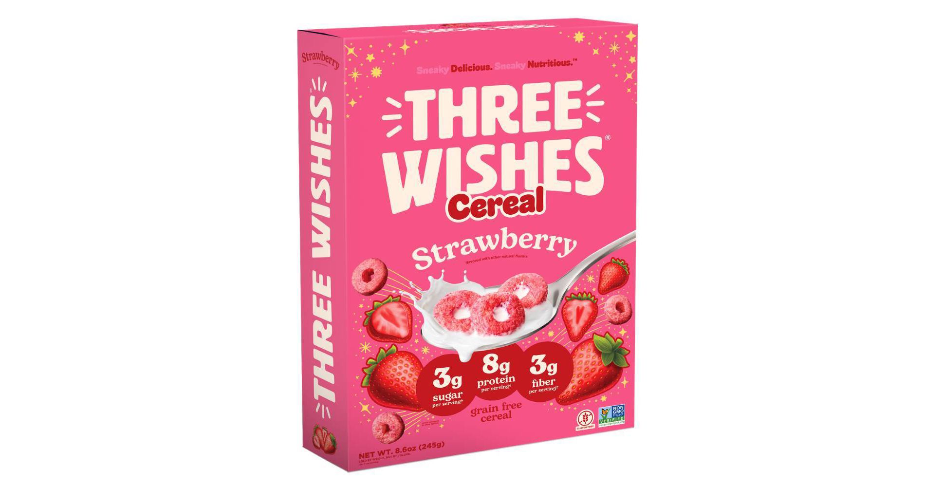 Three Wishes Gluten Free Strawberry Grain-Free Breakfast Cereal - 8.6oz