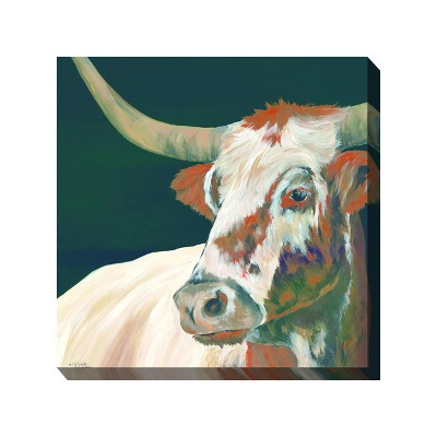 Cottage Garden West of The Wind Head of The Herd White, Tan, Red 24 x 24 Inch Waterproof Gallery Wrapped Canvas, Outdoor Garden, Yard, Patio All
