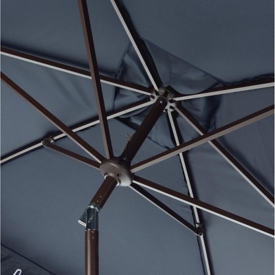 Elegant Navy and White Rectangular Patio Umbrella with Valance