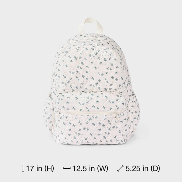 Mochila acolchada floral para niñas - art class™ crema/azul 5