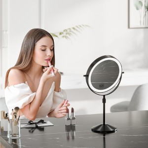 Makeup Mirror, Vanity Mirror with Lights 3 Color Settings Adjustable Brightness, 1/10X Magnifying, 360° Rotating Magnification Mirror for Desk Beauty - 1 of 4