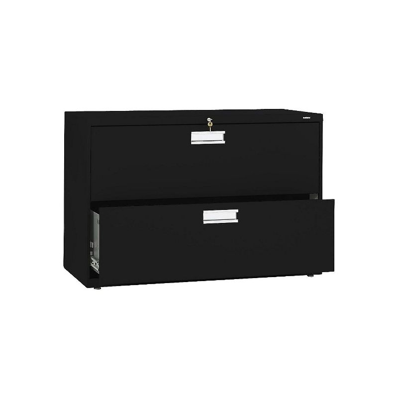 HON Brigade 600 Series 2-Drawer Lateral File Cabinet Locking Letter/Legal Black 42"W (H692.L.P), 2 of 6