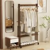 Artloge Heavy Duty Movable Retro Garment Rack Wooden Hall Tree Hat Coat Stand Open Wardrobe Adjustable Shoe Shelf with Lockable Wheels for Home Shop - 2 of 4