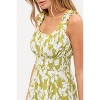 August Sky Women's Wide Straps Ruched Bodice Floral Midi Dress - 4 of 4