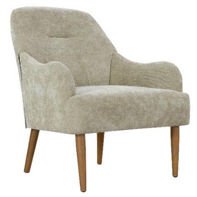 CAVINAS Chenille Fabric Accent Chair, Upholstered Armchair with Wooden Frame and Floor-Protecting Pads, Comfy Decorative Chair