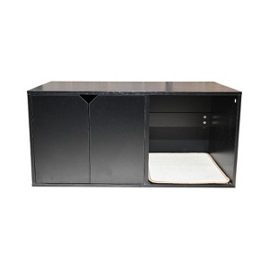 BDELITE Cat Litter Box Enclosure Hidden Furniture (Scratch Pad Included) - 35.83" x 20.47" x 17.05", Black - 1 of 4