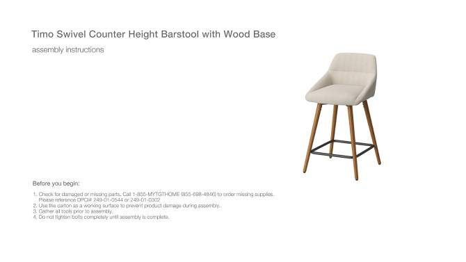 Timo Swivel Counter Height Barstool with Wood - Threshold™, 2 of 12, play video
