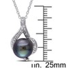 EVERLY JEWELRY | Sterling Silver 9-9.5mm Black Tahitian Pearl and Diamond Accent Curlicue Pendant with Chain, 18 - 3 of 4