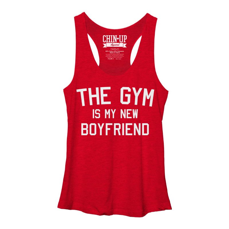 Women's CHIN UP The Gym is my New Boyfriend Racerback Tank Top, 1 of 4