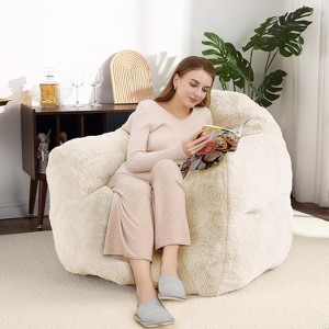 GustoWave Extra Large Bean Bag Chair for Bedroom & Living Room, Beige - 1 of 4