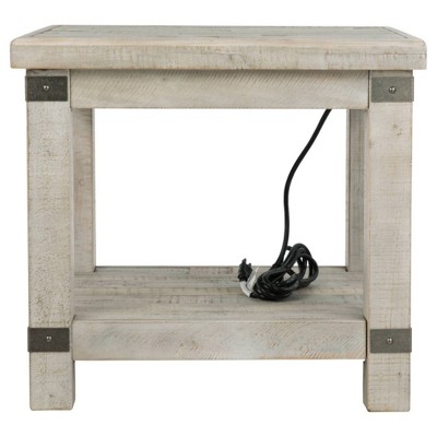 Contemporary Gray Rectangular End Table with Storage