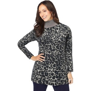 Jessica London Women's Plus Size Cotton Cashmere Turtleneck - 1 of 4