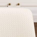 white faux leather & gold steel frame