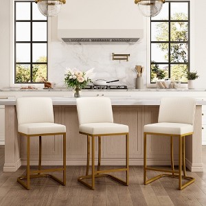 Captiva Designs 24 inch Height Bar Stool with Faux Leather & Padded Seat and Back & Sturdy Steel Frame - 1 of 4
