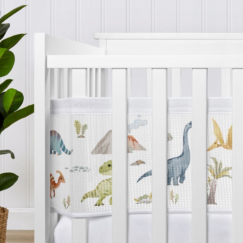 Sweet Jojo Designs Boy BreathableBaby Breathable Mesh Crib Liner Watercolor Dinosaur Dino Multicolor, 3 of 5
