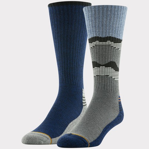 Men's Hike Light Fish Pattern Crew Sock - Neptune Blue