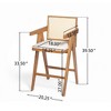 Kumasinova 2-Peice Modern Square Bar Stools with Full Backrest, Minimalist Counter Stool with Cane Seat & Solid Wood Frame, Counter Height Bar Stools - 3 of 4