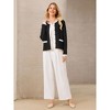 INSPIRE CHIC Women's Button Down Crew Neck Contrast Trim Long Sleeve Knit Ribbed Jacket - 2 of 4