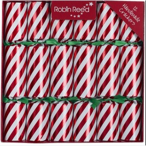Robin Reed English Holiday Christmas Crackers – Candy Stripe, Set of 12, 10" Each, Ages 13+ - 1 of 2