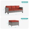 Sonkuki Outdoor 3-Seater Patio Sofa Set Furniture Set Brown/Gray Wicker Rattan with Cushions, Ottomans - 2 of 4