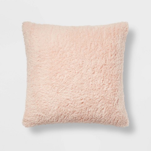 Oversized Sherpa Square Pillow Light Peach - Room Essentials™