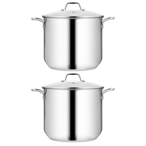 Nutrichef Commercial Grade Heavy Duty 19 Quart Stainless Steel Stock Pot  With Riveted Ergonomic Handles And Clear Tempered Glass Lid (4 Pack) :  Target