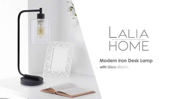 Modern Iron Desk Lamp with Glass Shade - Lalia Home, 2 of 7, play video