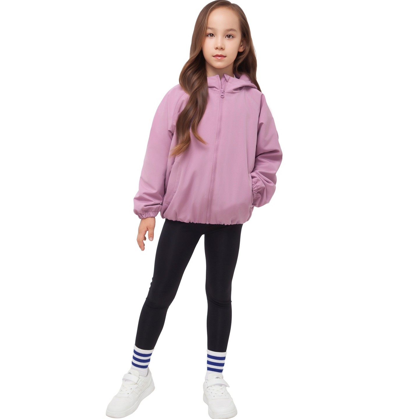 Куртка Rokka&Rolla Bubble Hem Transitional Jacket Fleece Lined Windbreaker-Pink для девочек, цвет: Розовый — фото 3