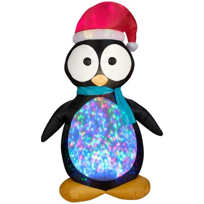 Gemmy Projection Christmas Airblown Inflatable Kaleidoscope Penguin (RGB), 7.5 ft Tall, Multicolored