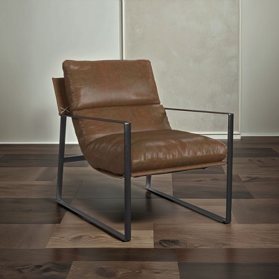 GDFStudio Curme Modern 36" Faux Leather Upholstered Accent Chair with Metal Legs