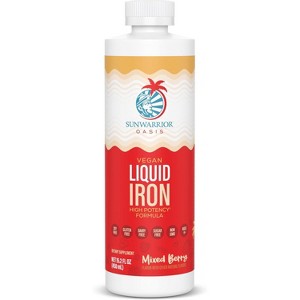 Liquid Iron Supplement for Anemia, Promotes Healthy Red Blood Cell & Supports Immune & Cellular Health, Berry Flavor, Sunwarrior, 450ml (90 servings) - 1 of 4