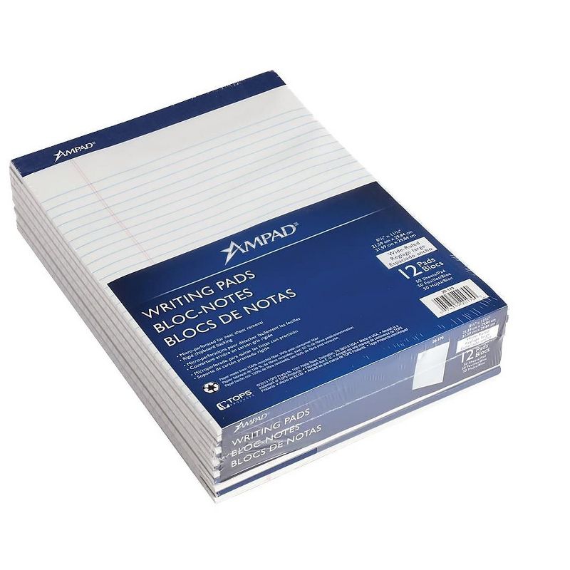 Ampad Recycled Writing Pads 8 1/2 x 11 3/4 White 50 Sheets Dozen 20170, 3 of 4