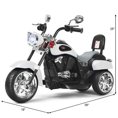 White 6V Kids Ride-On Chopper Motorcycle with Headlight