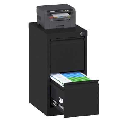 2 Drawer File Cabinet with Lock, Metal Vertical Filing Storage Cabinet for Home Office Organize Letters/Legal/A4, Black