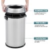 17 Gallon Trash Can, Round Waste Container with Handle, Commercial Grade Stainless Steel Recycling Bin for Kitchen, Office, Outdoor - 4 of 4