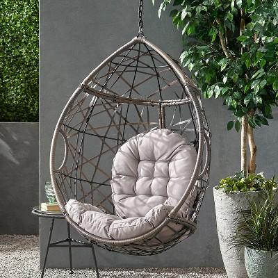PAGED Outdoor Swing Modern Hanging Egg Chair with Water-resistant Cushions and Woven Finish for Backyard, Garden