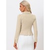 INSPIRE CHIC Women's Elegant Peter Pan Collar Long Sleeve Button Work Peplum Blazer - 3 of 4