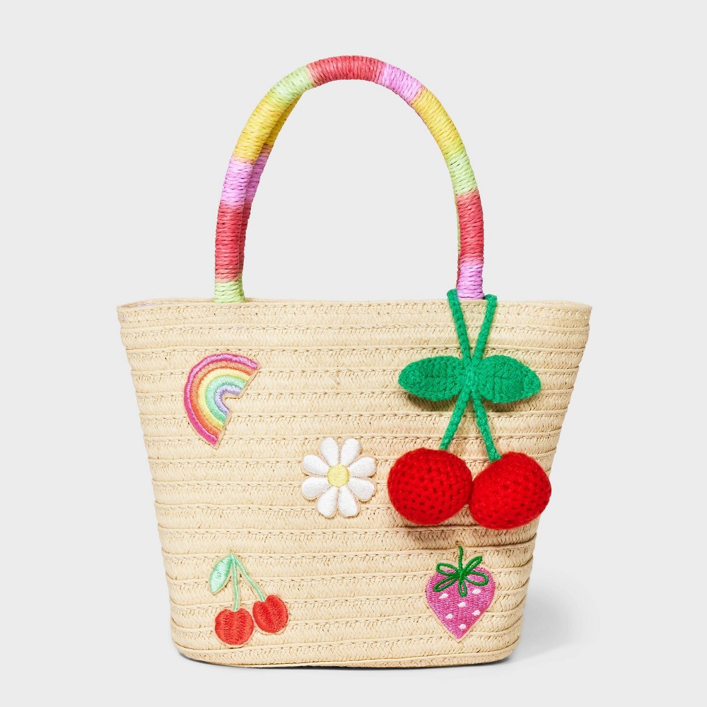 Photos - Travel Accessory Toddler Girls' Woven Patchwork Tote Bag - Cat & Jack™ Off-White