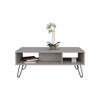 17.7" Engineered Wood Coffee Table with 2 Open Shelves and Hairpin Metal Legs, Modern Design for Living Rooms - 3 of 4