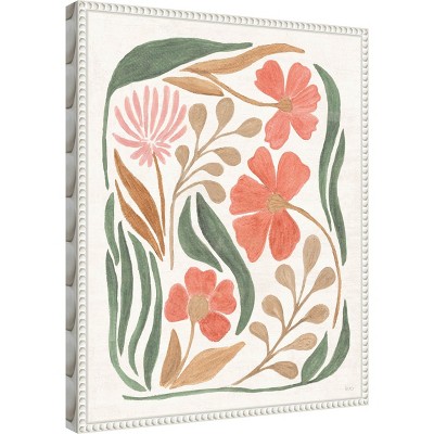 Floral Abstract Canvas Wall Art with White Frame, 16 x 20-in