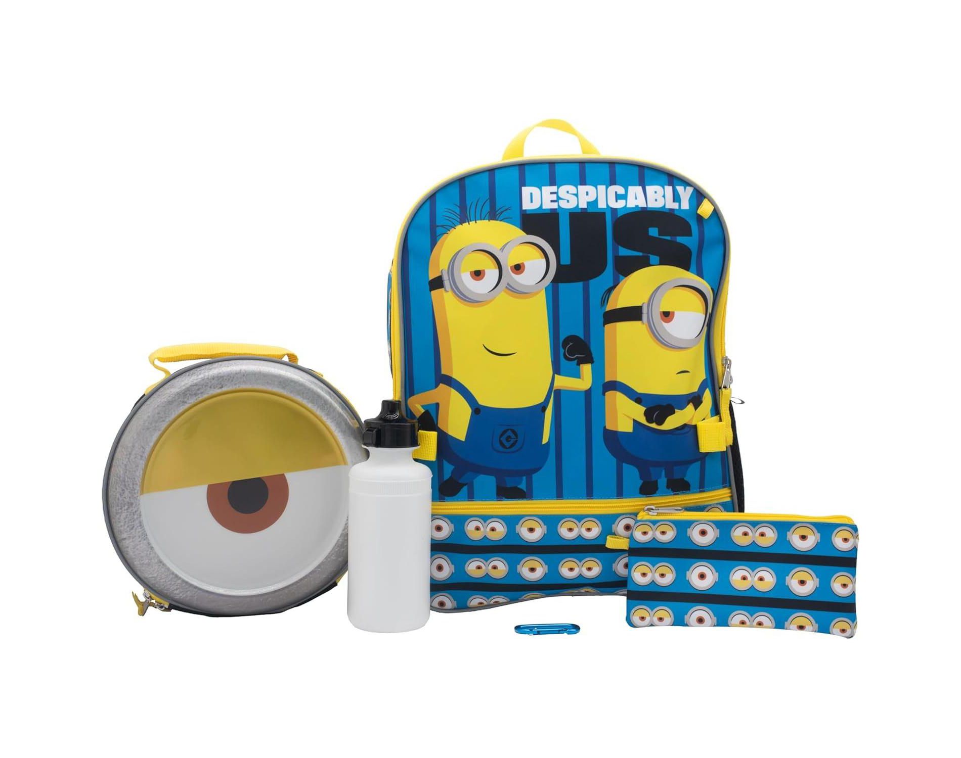 Despicable Me Minions 4 Piece Backpack Set for Boys & Girls, Featuring Minions Stuart & Kevin, Kids School Bag, Blue